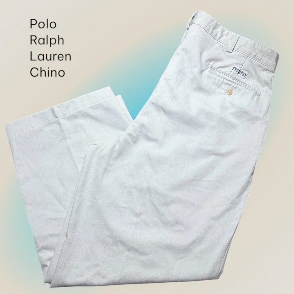 Polo Ralph Lauren Andrew Pant Pleated Chinos Stone Beige 36 x 25.5 Cropped